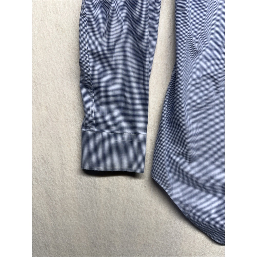 Lauren Ralph Lauren Mens 16 34/35 Classic Fit Blue Gingham Non Iron Dress Shirt - Picture 5 of 16